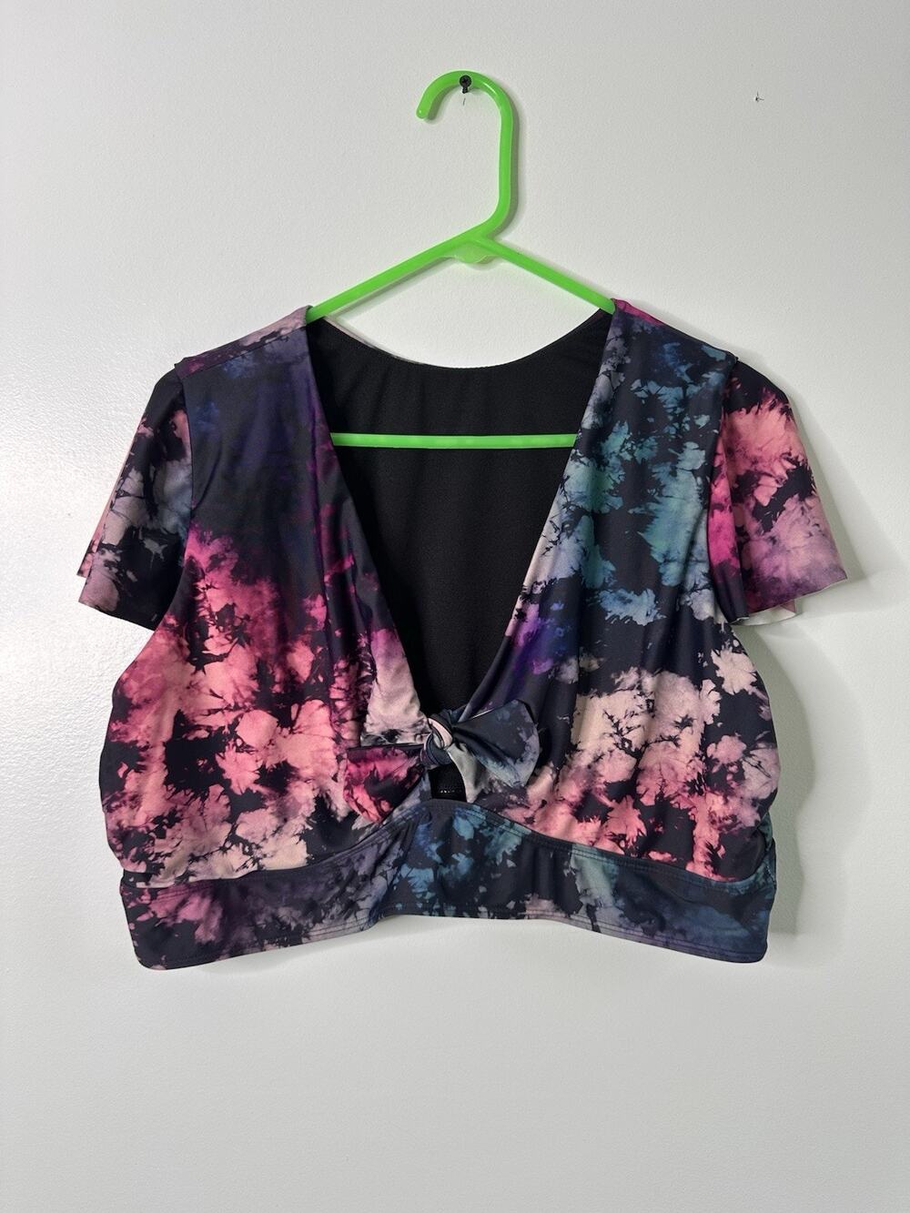 Torrid Size 3 US 3X Flutter Sleeve Bikini Top Fixed Tie Front Wireless V-Neck
